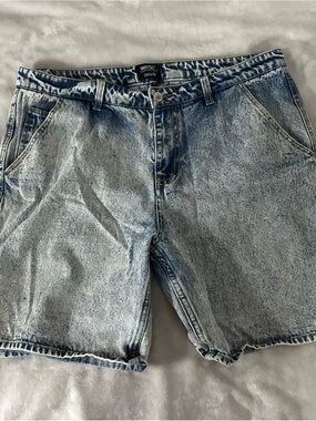 Wesc Men's Acid Wash Blue Denim Shorts